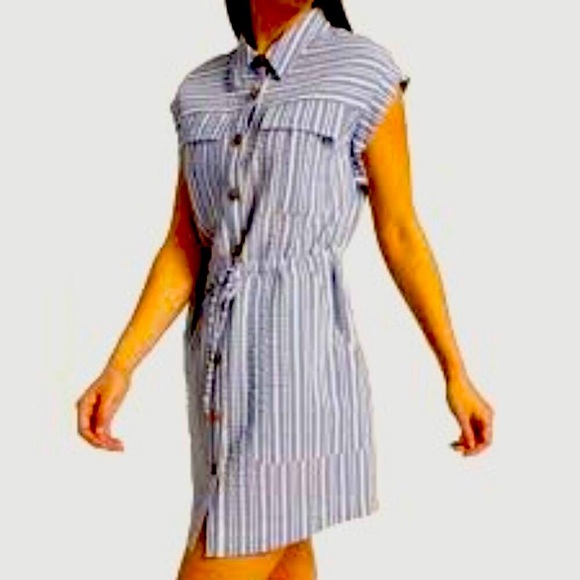 Veronica Beard Dresses & Skirts - NWT VERONICA BEARD Cris Blue & White Striped Mini Shirt Dress L MSRP $378